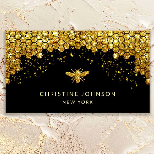 グリッターミツバチを黒にシミュレート 名刺