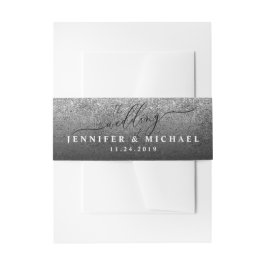 グリッターミニマルクリーンシンプルモノグラム名 招待状ベリーバンド