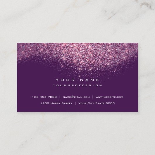 グリッターメイクアップアーティストスタイリストファッションピンク紫 名刺 (正面)