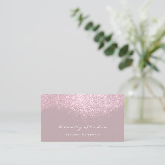 グリッターメイクアップアーティストスタイリストラッシュメイブピンクグレー 名刺 (スタンド正面)