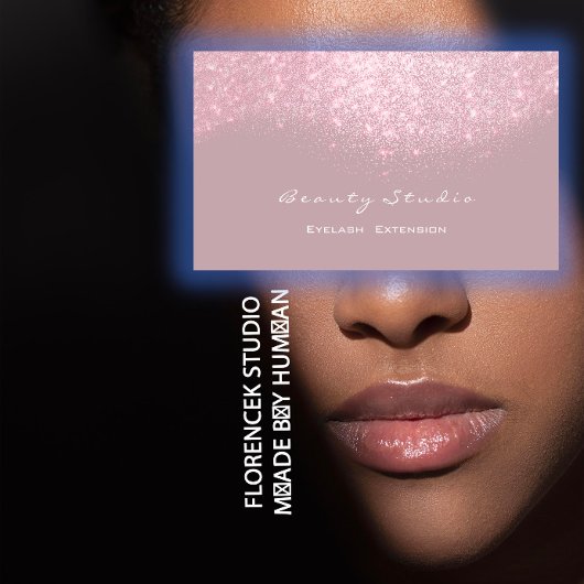 グリッターメイクアップアーティストスタイリストラッシュメイブピンクグレー 名刺