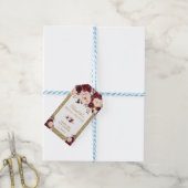 グリッターメッセージカードブルゴーニュ赤面フラワーサンキュー ギフトタグ (より糸付き)