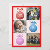 グリッターモダンオーナメントファミリーフォトコラージュ シーズンカード (正面)