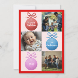 グリッターモダンオーナメントファミリーフォトコラージュ シーズンカード