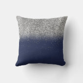 グリッターモダンシルバグラデーションーモノグラムネイビーブルー クッション (裏面)