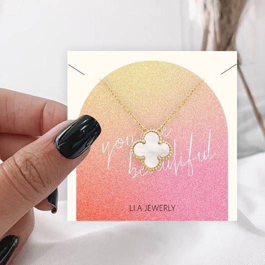 グリッターモダンジュエリーネックレスディスプレイ スクエア名刺