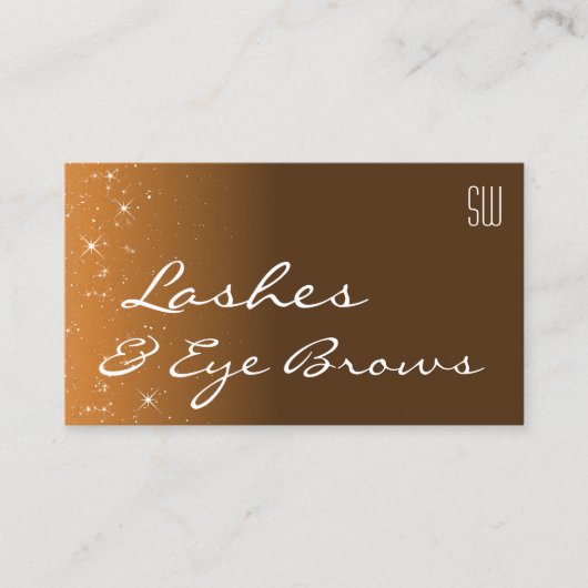 グリッターモダンスターとモノグラム付き茶色ベージュ 名刺 (正面)