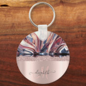 グリッターモダンバラ金ゴールドモノグラム抽象芸術 キーホルダー (正面)