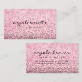 グリッターモダンピンクのバラ金ゴールド 名刺 (正面/裏面)