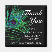 グリッターモダンフェザーボホシックサンキューユー マグネット (正面)