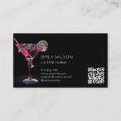 グリッターモダンマルティニバーテンカクテルウェイター 名刺 (裏面)