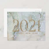 グリッターモダンマーブルハッピーニューイヤー2021 シーズンポストカード (正面/裏面)