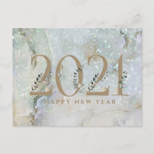 グリッターモダンマーブルハッピーニューイヤー2021 シーズンポストカード (正面)