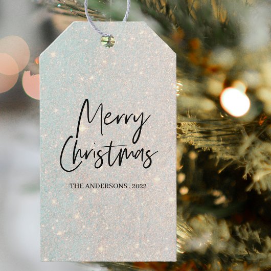 グリッターモダンメグラデーションリークリスマス ギフトタグ