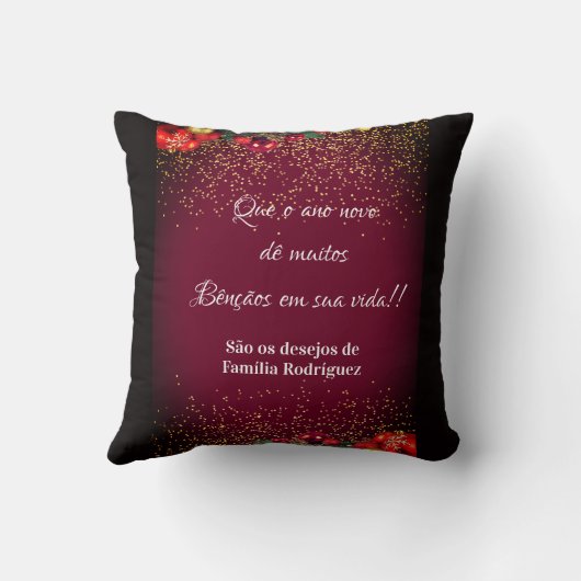 グリッターモダンレタリングクリスマスフェリズナタール クッション (裏面)