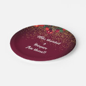 グリッターモダンレタリングクリスマスフェリズナビダッド ペーパープレート (アングル)