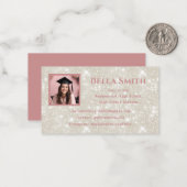 グリッターモダン写真卒業ほこりっぽいピンク ノートカード (正面/裏面インサイチュ)