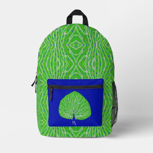 グリッターモダン孔雀の羽 プリントバックパック (正面)