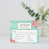 *~*グリッターモダン抽象芸術フローラウェディングRSVP 出欠カード (スタンド正面)