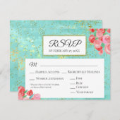 *~*グリッターモダン抽象芸術フローラウェディングRSVP 出欠カード (正面/裏面)