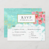 *~*グリッターモダン抽象芸術花結婚式RSVP 出欠カード (正面/裏面)