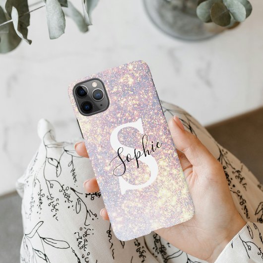 グリッターモダン火花 |個人イニシャルガーリーiP iPhoneケース