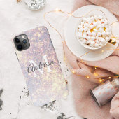 グリッターモダン火花 |個人イニシャル ガーリー iPhoneケース