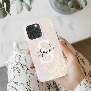 グリッターモダン火花 名パーソナライズされた前とイニシャル iPhone 13 PROケース