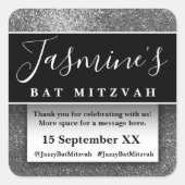 グリッターモダン誕生日会お願い スクエアシール (正面)