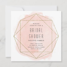 グリッターモダン赤面ピンクウォーターカラーブライダルシャワー