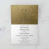 グリッターモダン金ゴールドモノクロ50誕生日 招待状 (内部)