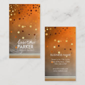 グリッターモダン《写真》ぼけ味メイクアップアーティストオレンジ 名刺 (正面/裏面)