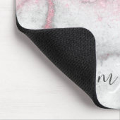 グリッターモノグラムメイクアップアーティスト名ピンクマーブル マウスパッド (コーナー)