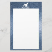 グリッターユニコーンとスター |ひな形（青） 便箋 (裏面)