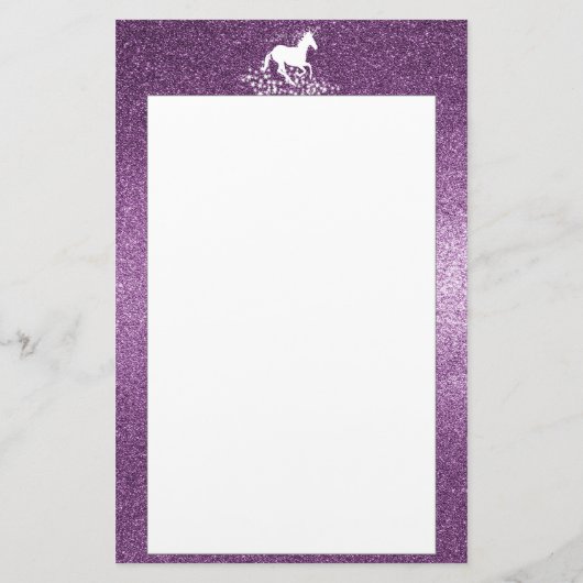 グリッターユニコーンとスター |マゼンタひな形 便箋 (裏面)