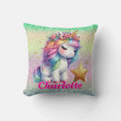 グリッターユニコーンの魔法の星 クッション (正面)