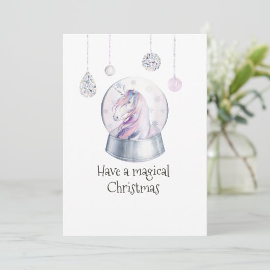 グリッターユニコーンウィンターホリデーフォトコラージュ シーズンカード (スタンド正面)