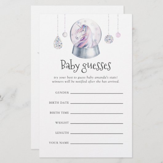 グリッターユニコーンクリスマスベビーシャワー憶測 (正面/裏面)