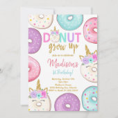 グリッターユニコーンドーナツ誕生日招待状 招待状 (正面)