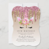 グリッターユニコーンバラ金ゴールドピンクドリッピング13日目 招待状 (正面)