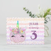 グリッターユニコーンパンプキンガールズ3rd誕生日 招待状 (スタンド正面)