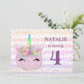 グリッターユニコーンパンプキンガールズ4th誕生日 招待状 (スタンド正面)