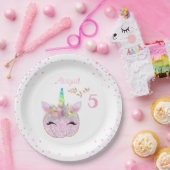 グリッターユニコーンパンプキンガールズ5誕生日 ペーパープレート (パーティー)