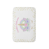 グリッターユニコーンピンク&金ゴールドレインボーガールズ バスマット (正面縦)