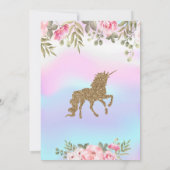 グリッターユニコーンフローラホログラフィックベビーシャワー 招待状 (裏面)