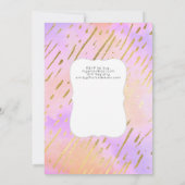 グリッターユニコーンブライダルシャワーピンク金ゴールド滴下 招待状 (裏面)