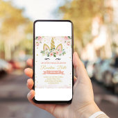 グリッターユニコーンマジカルパーティー 招待状