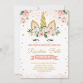 グリッターユニコーンマジカルパーティー 招待状 (正面)