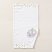 グリッターユニコーンレインボーピンクフローラガールズネーム バスタオルセット (ハンドタオル)