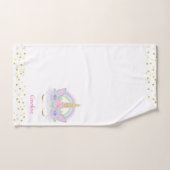 グリッターユニコーンレインボーピンクフローラガールズネーム バスタオルセット (ハンドタオル)